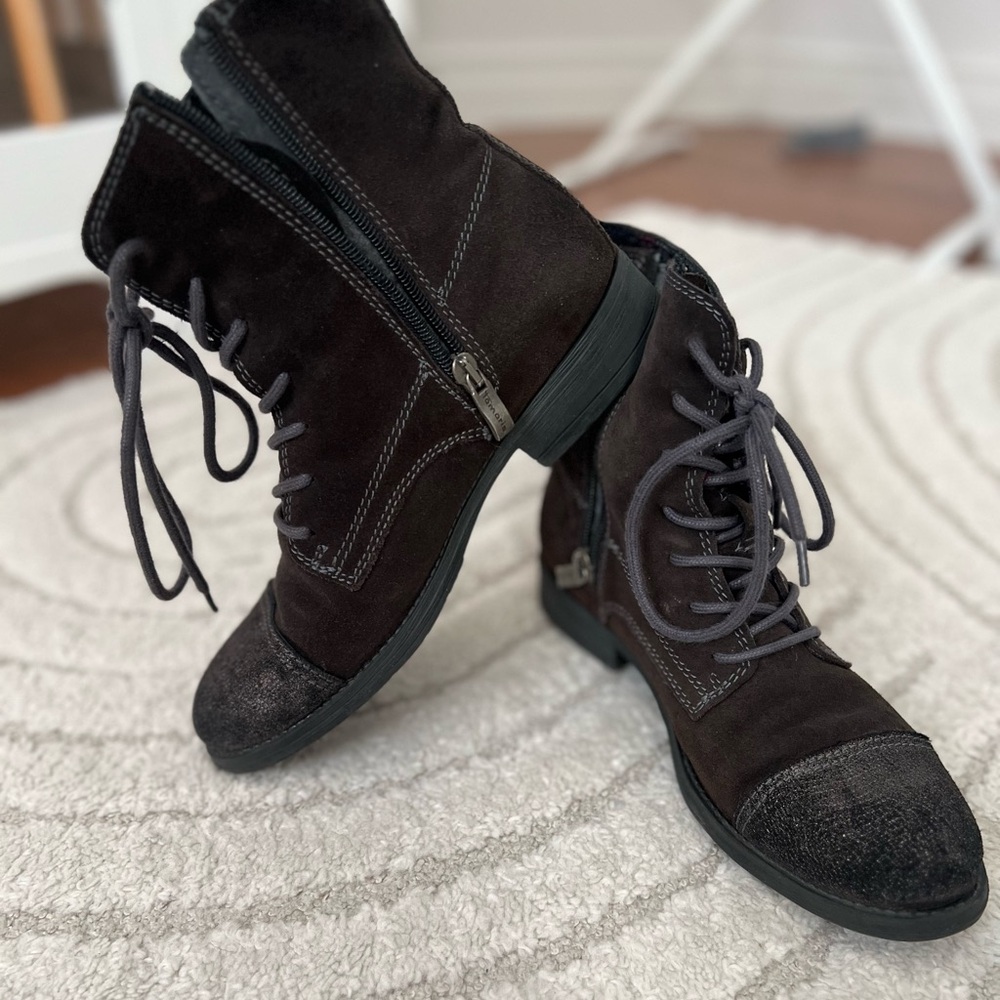 Suede combat leather booties 8